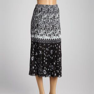 Black & White Floral Midi Skirt